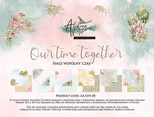 ALCHEMY OF ART Set 12Blatt 20x20 doppelseitig Scrapbooking Papier, Our Time Together