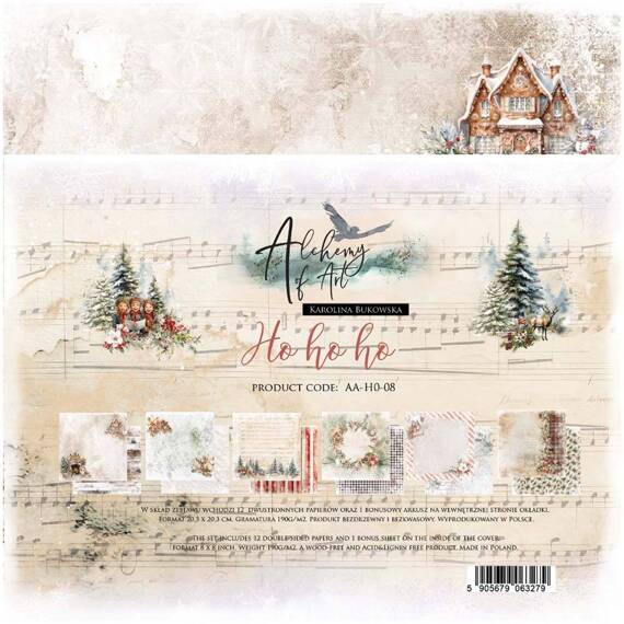 ALCHEMY OF ART Set 12Blatt 20x20cm doppelseitig Scrapbooking Papier, Ho Ho Ho