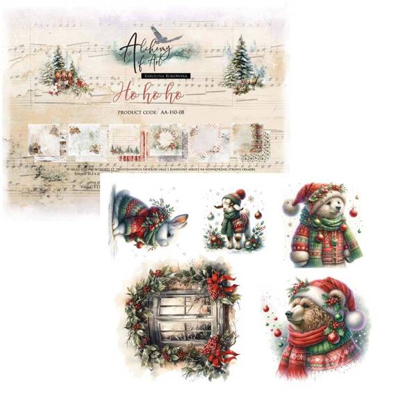 ALCHEMY OF ART Set 12Blatt 20x20cm doppelseitig Scrapbooking Papier, Ho Ho Ho