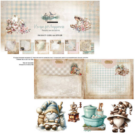 ALCHEMY OF ART Set 12Blatt 20x20cm doppelseitig Scrapbooking Papier,  Recipe for happiness