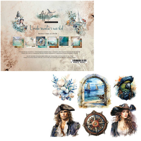 ALCHEMY OF ART Set 12Blatt 20x20cm doppelseitig Scrapbooking Papier, Underwater World