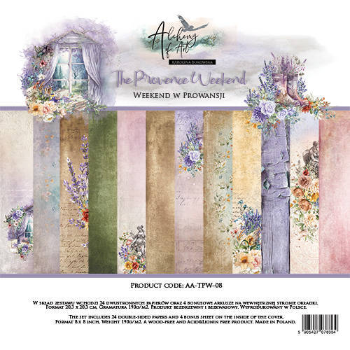 ALCHEMY OF ART Set 24 Blatt 20x20cm doppelseitig Scrapbooking Papier 190g, The Provence Weekend