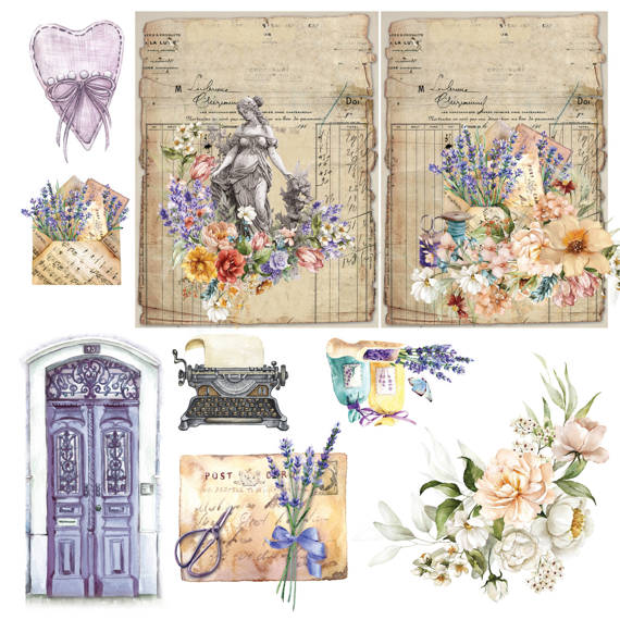 ALCHEMY OF ART Set 24 Blatt 20x20cm doppelseitig Scrapbooking Papier 190g, The Provence Weekend