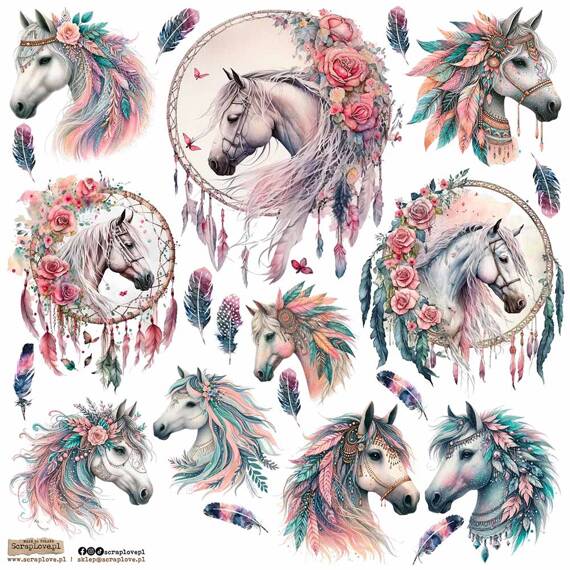 AUFKLEBER - ScrapLove - Boho Horse - Boho-Pferd