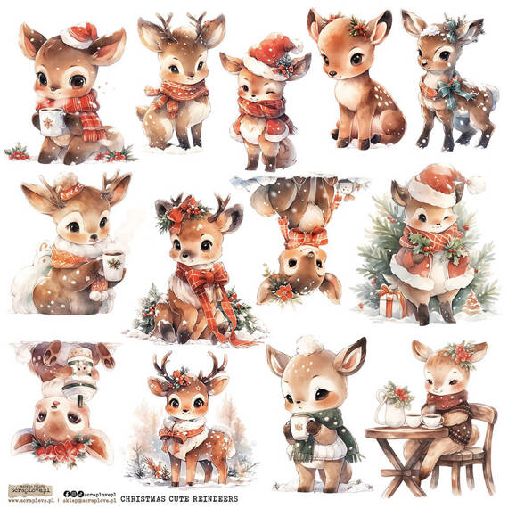 AUFKLEBER ScrapLove Cute Reindeer - Niedliches Rentier 1 Rentier