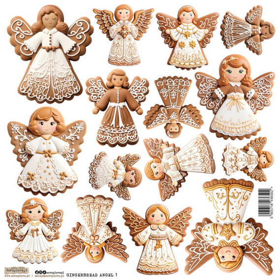 AUFKLEBER ScrapLove - Gingerbread Angel 1 - Lebkuchenengel 1 Kekse Engel