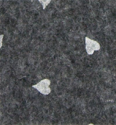 Bastelfilz mit Herzen 30x40cm Dekofilz Filzplatten Filzstoff 1mm, grau