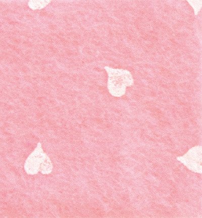 Bastelfilz mit Herzen 30x40cm Dekofilz Filzplatten Filzstoff 1mm, pastel rosa