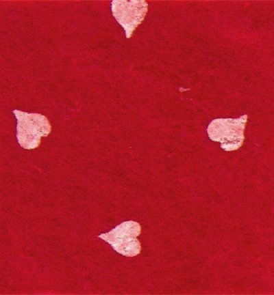 Bastelfilz mit Herzen 30x40cm Dekofilz Filzplatten Filzstoff 1mm, rot