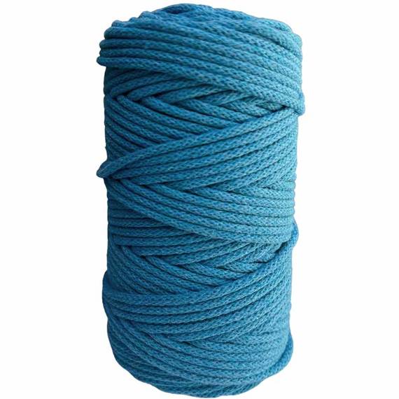 Baumwollkordel 5mm Seil aus Baumwolle mit Polyester Kern 100m - blau