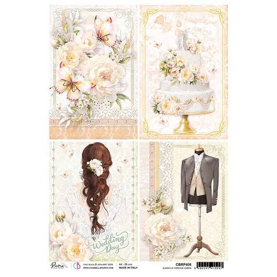 CIAO BELLA Reispapier Decoupage Bastelpapier Softpapier, Always and Forever Cards