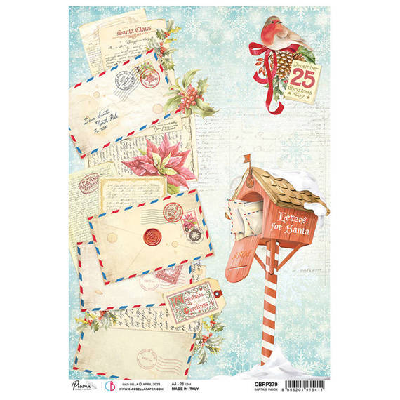 CIAO BELLA Reispapier Decoupage Bastelpapier Softpapier, Santa`s inbox