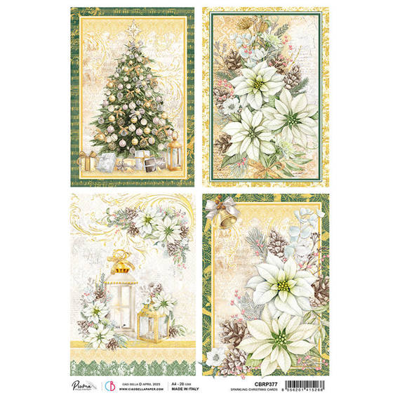 CIAO BELLA Reispapier Decoupage Bastelpapier Softpapier, Sparkling Xmas cards