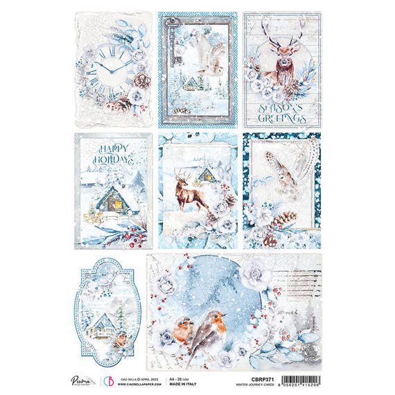 CIAO BELLA Reispapier Decoupage Bastelpapier Softpapier, Winter journey cards