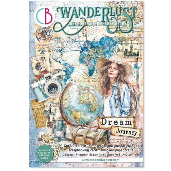 CIAO BELLA Satz doppelseitigen Scrapbooking Papier A4 - Wanderlust