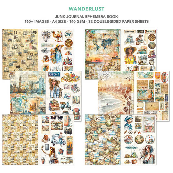 CIAO BELLA Satz doppelseitigen Scrapbooking Papier A4 - Wanderlust