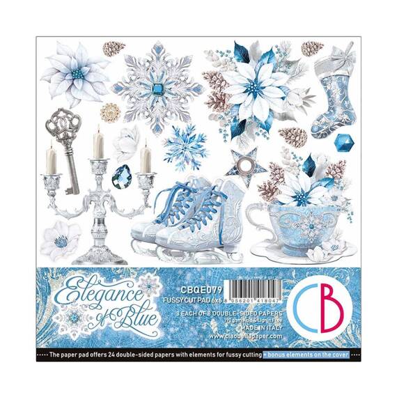 CIAO BELLA Setz 24Stk 15x15cm doppelseitigen Scrapbooking Papier - Elegance of Blue