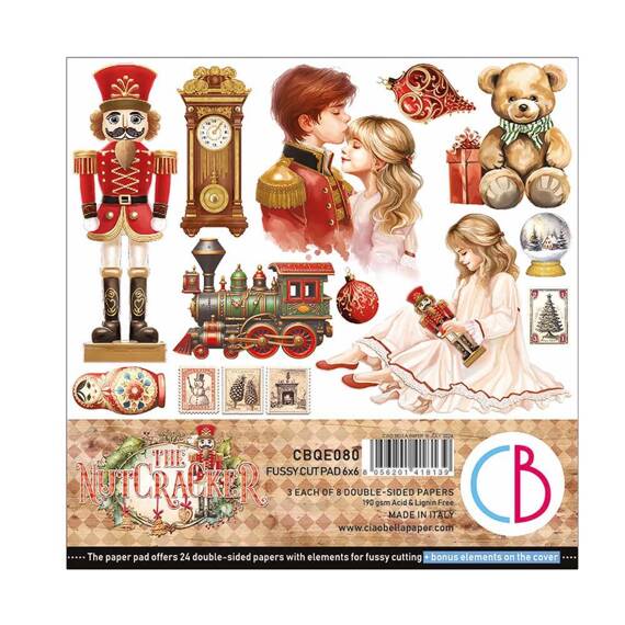 CIAO BELLA Setz 24Stk 15x15cm doppelseitigen Scrapbooking Papier - The Nutcracker