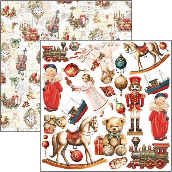 CIAO BELLA Setz 24Stk 15x15cm doppelseitigen Scrapbooking Papier - The Nutcracker