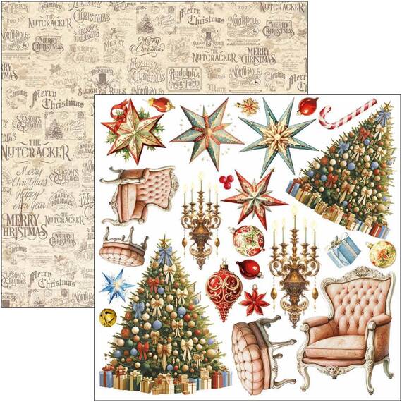 CIAO BELLA Setz 24Stk 15x15cm doppelseitigen Scrapbooking Papier - The Nutcracker