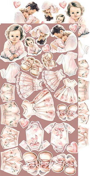 CRAFT OCLOCK 15,5x30,5cm Scrapbooking Papier mit Elementen, Girl & Curl Baby Girl
