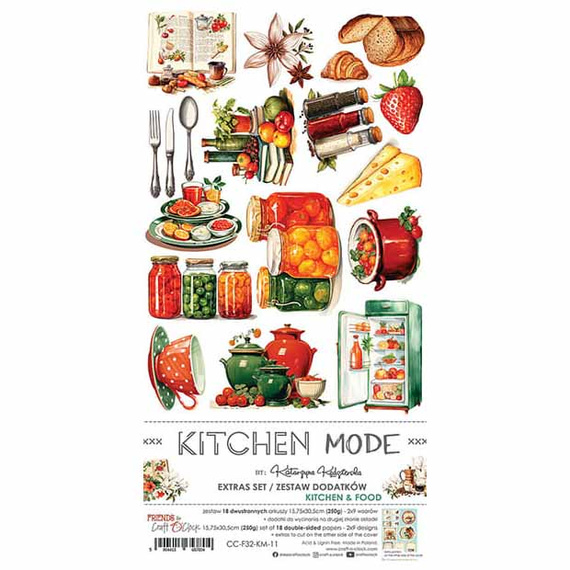 CRAFT OCLOCK 15,5x30,5cm Scrapbooking Papier mit Elementen, Kitchen Mode - Kitchen & Food