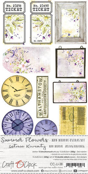 CRAFT OCLOCK 15,5x30,5cm Scrapbooking Papier mit Elementen, Summer Flowers