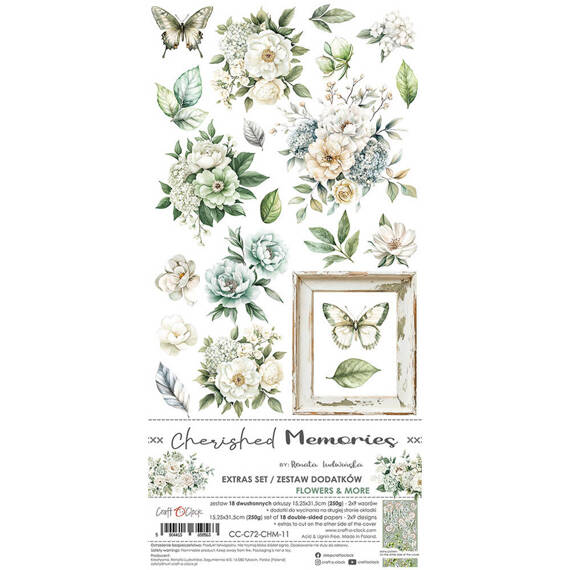 CRAFT OCLOCK 15x30cm Scrapbooking Papier mit Elementen, Cherished Memories - Flowers