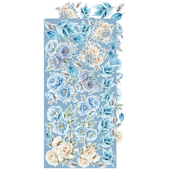 CRAFT OCLOCK 15x30cm Scrapbooking Papier mit Elementen, Something Blue - Flowers