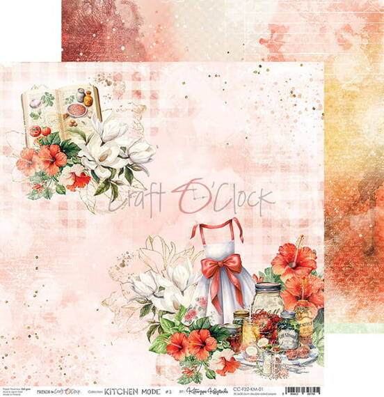 CRAFT OCLOCK 24 Blatt 20x20cm doppelseitig Scrapbooking Papier 190g, Kitchen Mode