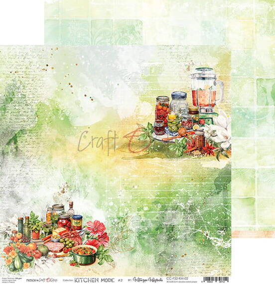 CRAFT OCLOCK 24 Blatt 20x20cm doppelseitig Scrapbooking Papier 190g, Kitchen Mode