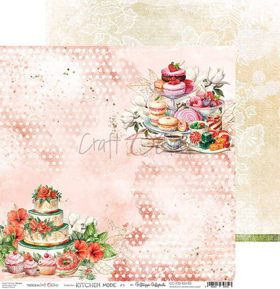 CRAFT OCLOCK 24 Blatt 20x20cm doppelseitig Scrapbooking Papier 190g, Kitchen Mode