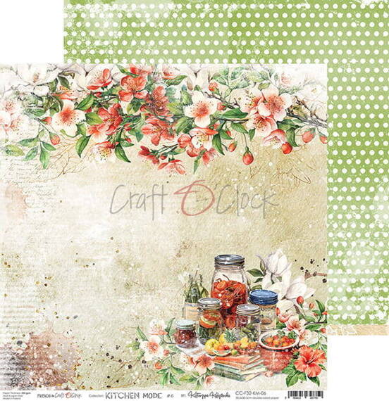 CRAFT OCLOCK 24 Blatt 20x20cm doppelseitig Scrapbooking Papier 190g, Kitchen Mode