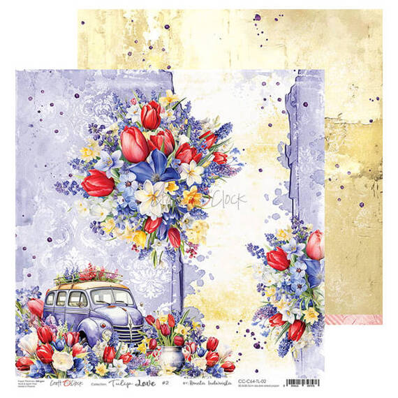 CRAFT OCLOCK 24 Blatt 20x20cm doppelseitig Scrapbooking Papier 190g, Tulip Love