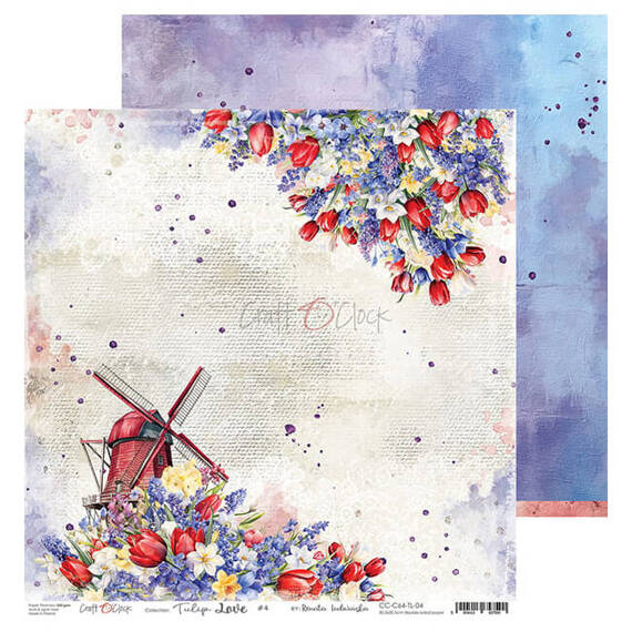 CRAFT OCLOCK 24 Blatt 20x20cm doppelseitig Scrapbooking Papier 190g, Tulip Love