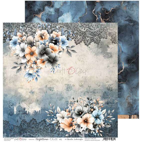 CRAFT OCLOCK 24 Blatt 20x20cm doppelseitig Scrapbooking Papier, Nighttime Chill mix