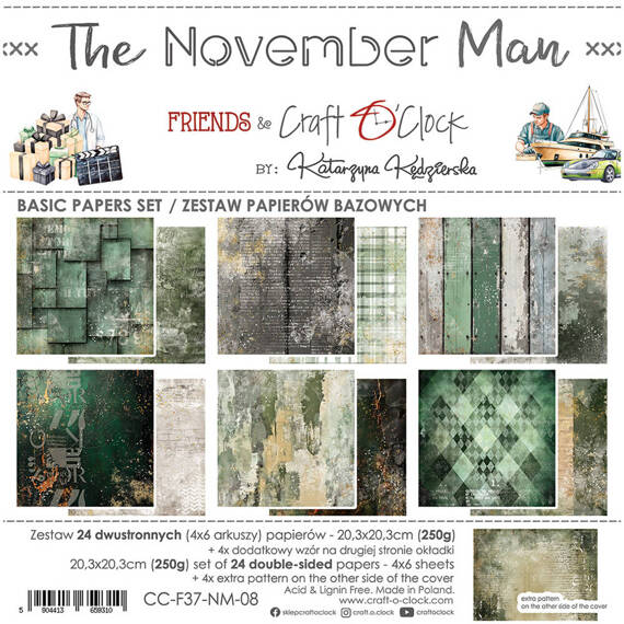 CRAFT OCLOCK 24 Blatt 20x20cm doppelseitig Scrapbooking Papier, November Mant  BASIC