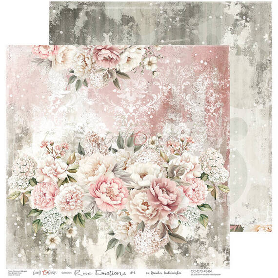 CRAFT OCLOCK 24 Blatt 20x20cm doppelseitig Scrapbooking Papier, Rose Emotions 