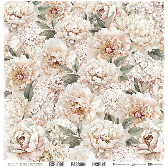 CRAFT OCLOCK 24 Blatt 20x20cm doppelseitig Scrapbooking Papier, Rose Emotions mix