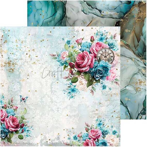 CRAFT OCLOCK Set 24 Blatt 15x15cm doppelseitig Scrapbooking Papier, Soulflowers