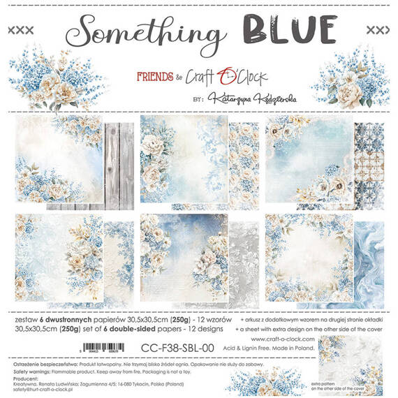 CRAFT OCLOCK Set 6 Blatt 30,5x30,5cm doppelseitig Scrapbooking Papier, Something Blue