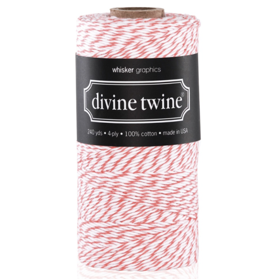 Coral Divine Twine Schnur - 1m - Whisker Graphics - weiß und korallenrot