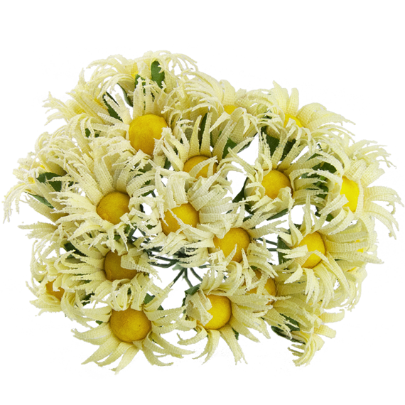 DAISY BLUMEN STOFFE 30mm 12Stk Scrapbooking Flowers, gelb