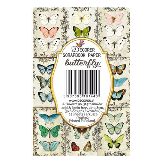 DECORER Scrapbooking-Bastelpapier-Set 11x7 cm - Butterfly  Schmetterlinge