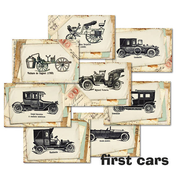 DECORER Scrapbooking-Bastelpapier-Set 11x7 cm - First car Die ersten Autos