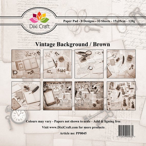 DIXI Setz 32Stk 30x30cm Scrapbooking Papier - Vintage Background / Brown