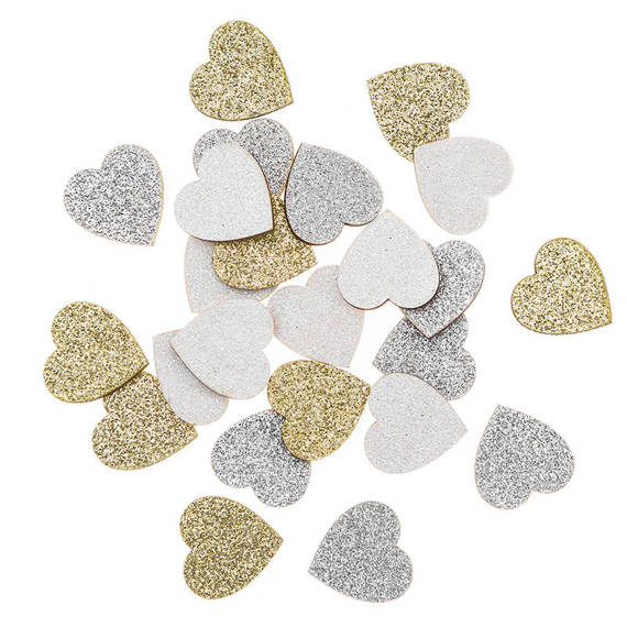 DPCRAFT Dekorpappe Die Cut Chipboard Dekoration Ornament Glitzerherzen 24Stück