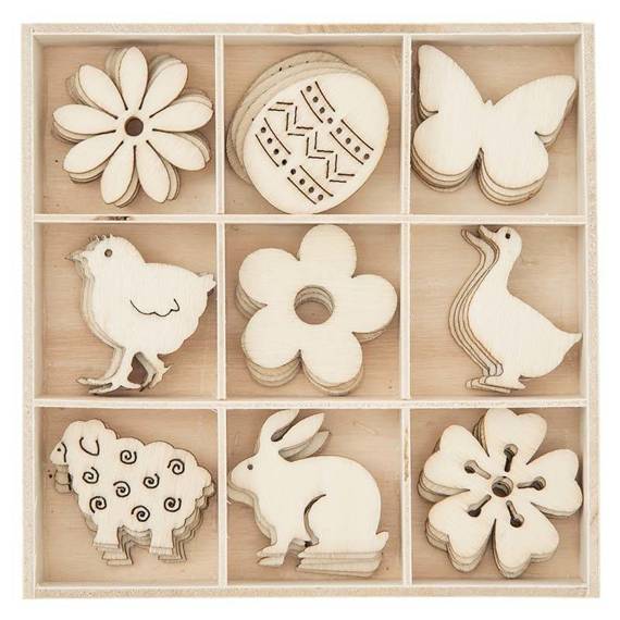 DPCRAFT Dekorpappe Die Cut Chipboard Dekoration Ornament Idyllische Ostern 45 stk.