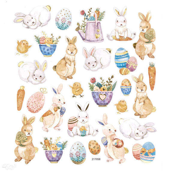 DPCraft AUFKLEBER Dekor Stickers Scrapbooking  28 Stück Hasen und Ostereier 