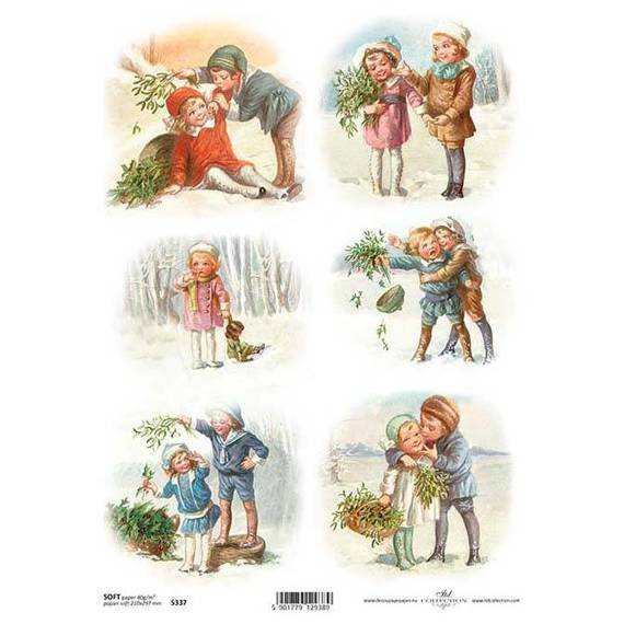 Decoupage Papier A4 SOFT ITD-S337 - Weihnachten, Kinder